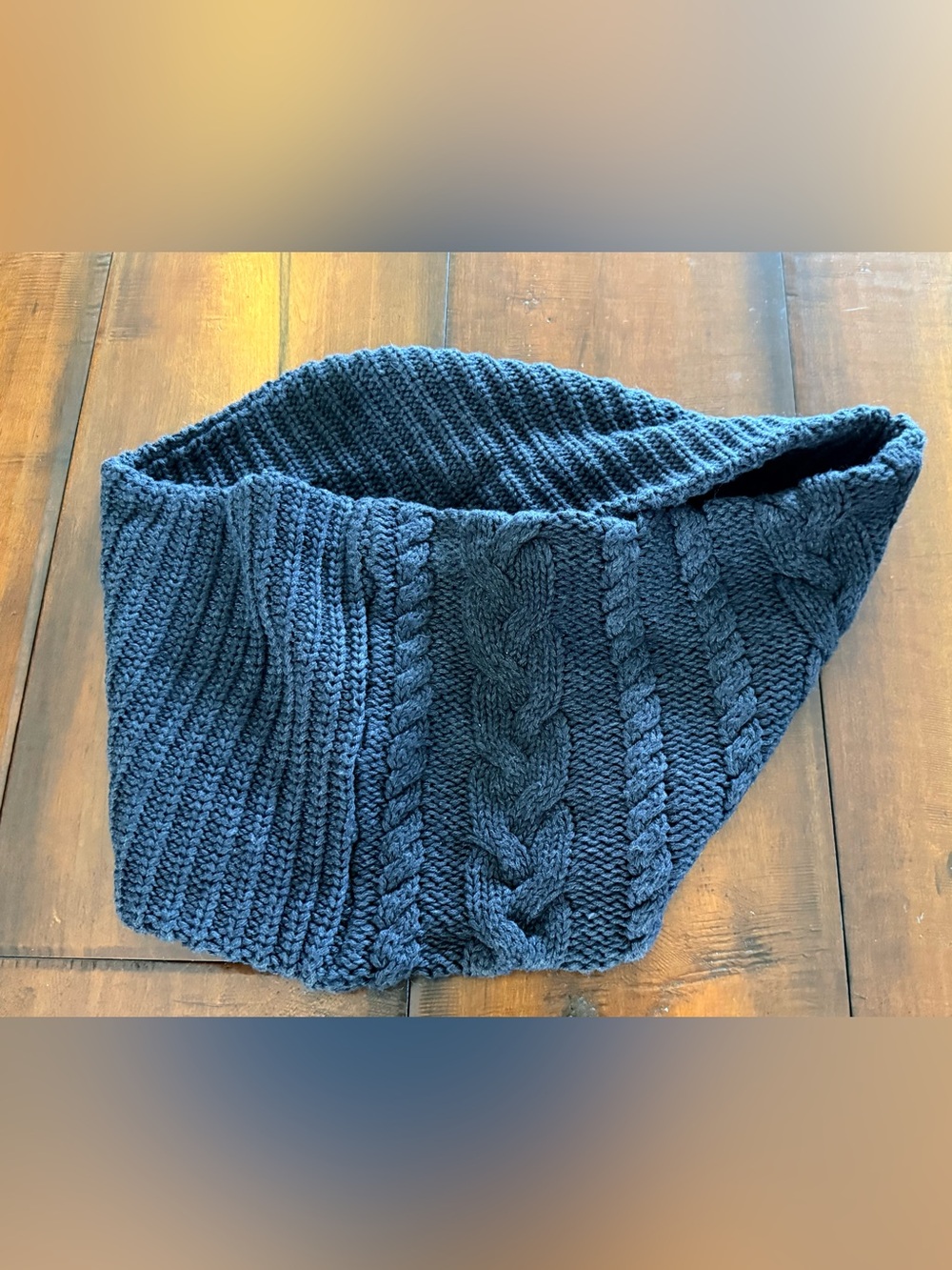 Cozy Navy Cable Knit Infinity Twist Scarf